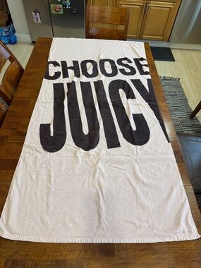 Y2K Juicy Couture “Choose Juicy” Beach Towel - Brownish/ Black Light Pink